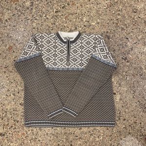 Hanna Andersson Womens Noridic L 1/4 Zip Pullover Grey Mock Collar Sweater